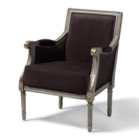 Baxton Studio Georgette Brown Velvet Upholstered Grey Finished Armchair 158-9833